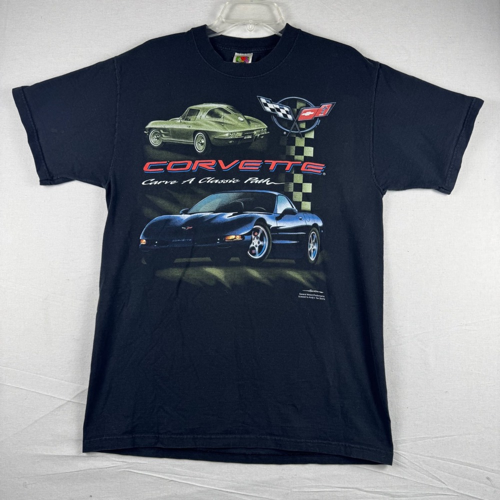 Vintage Corvette Carve A Classic Path T-Shirt Fruit of the Loom Black Large